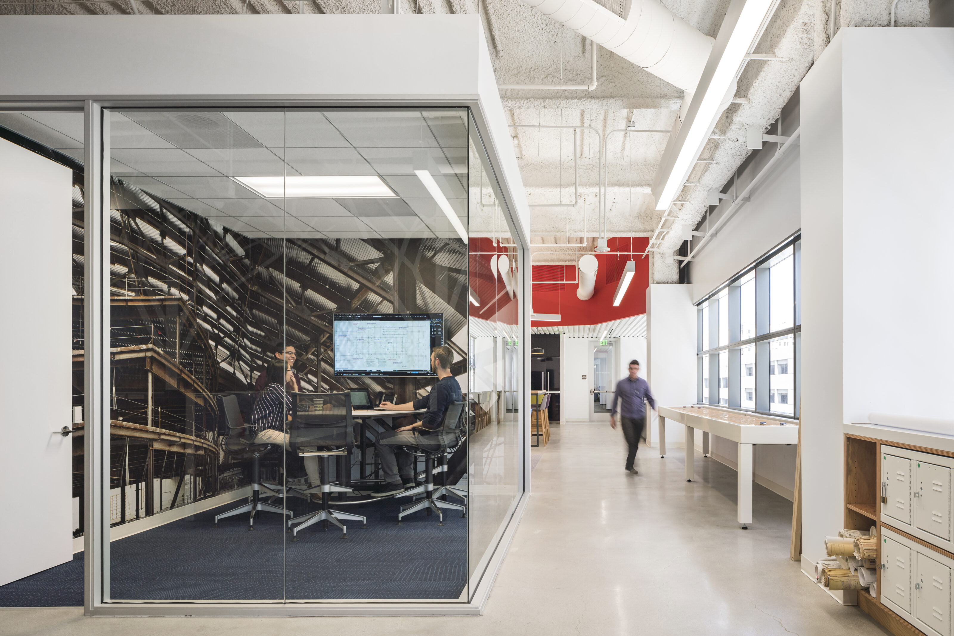 JAMA office space with someone walking towards the camera