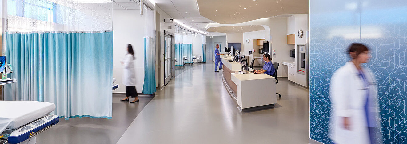 Hospital nurse station at Cedars-Sinai