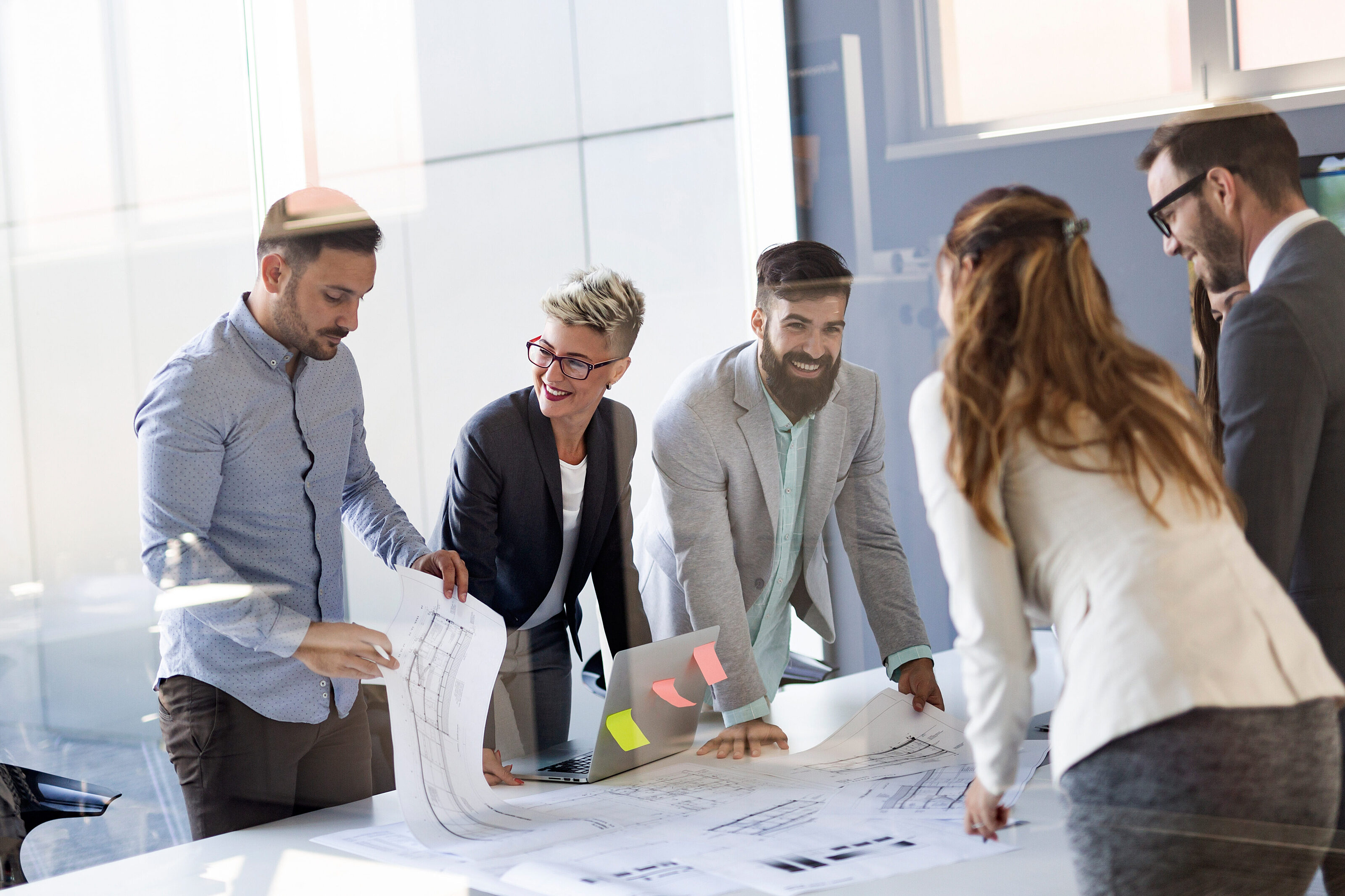 Team working together on design and space planning