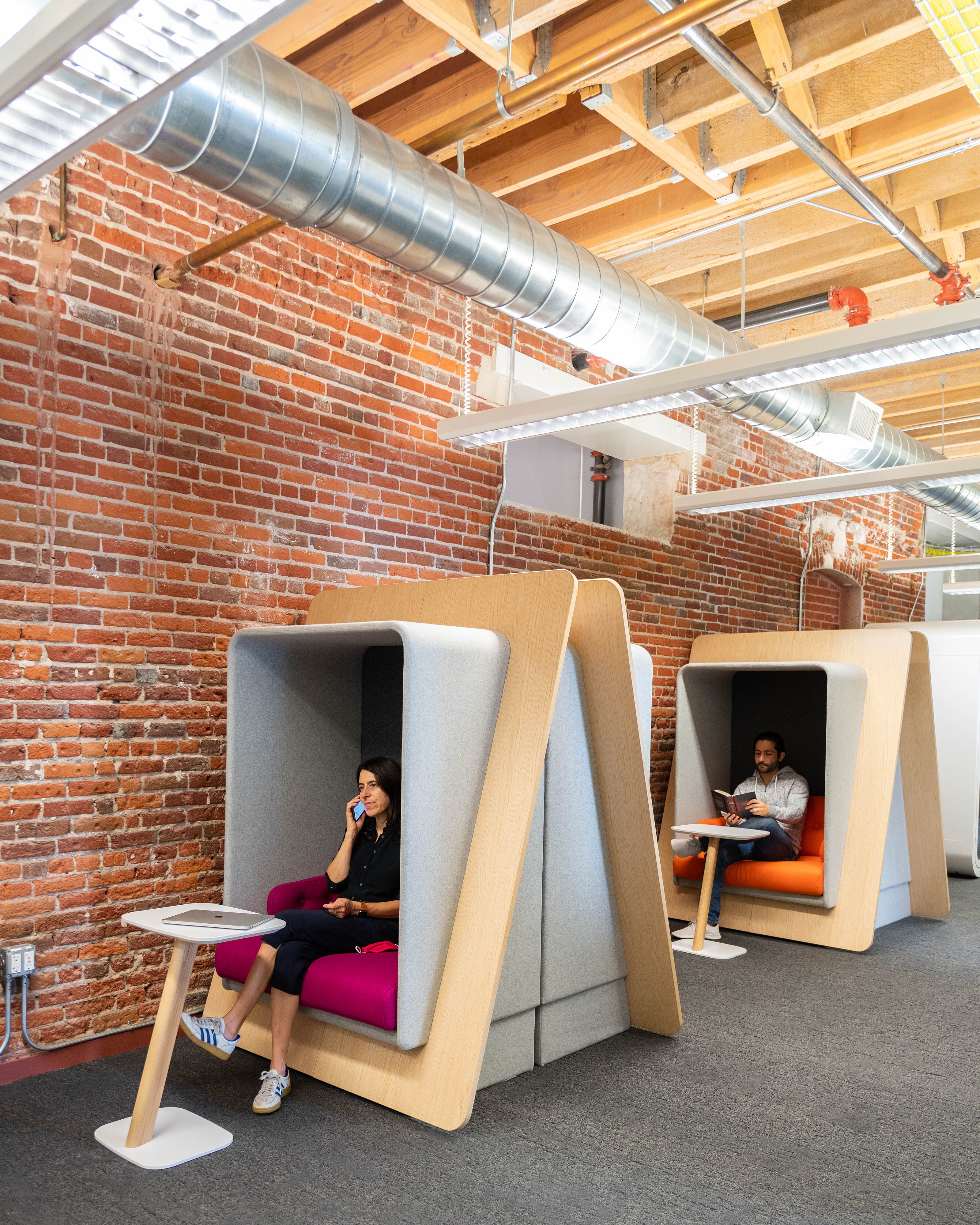 Employees using private phone booths