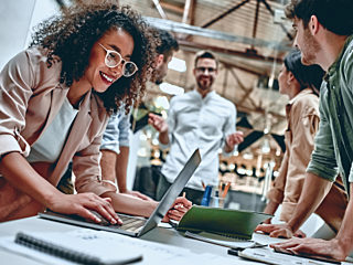 diverse team working together to develop designs