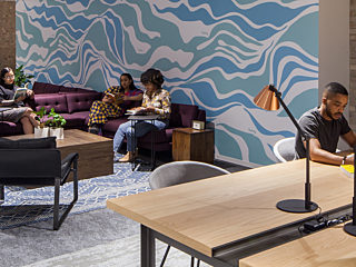 honey LA setting with lounge setting and shared workspaces