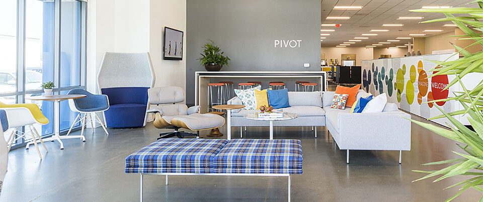Pivot Fremont with colorful lounge furniture decor